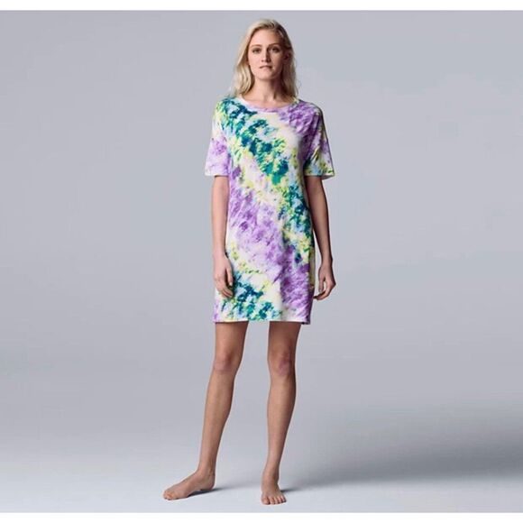 Simple Vera Women Short Sleeve Tie Dye T-Shirt Dress Size M - Picture 1 of 11